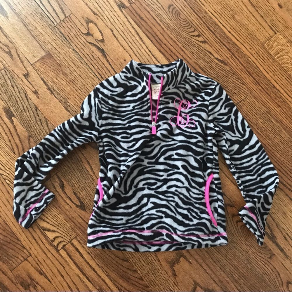 C Monogram Custom Zebra Fleece Pullover Girls S 6